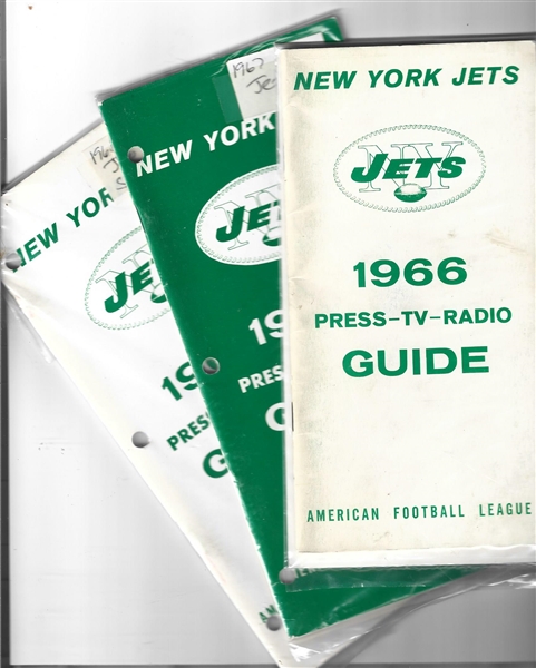 NY Jets Lot of (3) Press, Radio & TV Guides - '66, '67 & '68