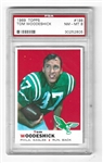 1969 Tom Woodeshick (Philadelphia Eagles) Topps Football Card PSA Graded 8