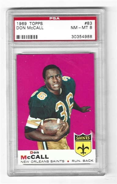 Don McCall (NO Saints) Topps Football Card PSA Graded 8