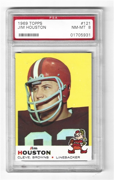 1969 Jim Houston (Cleveland Browns) PSA Topps Football Card Graded 8