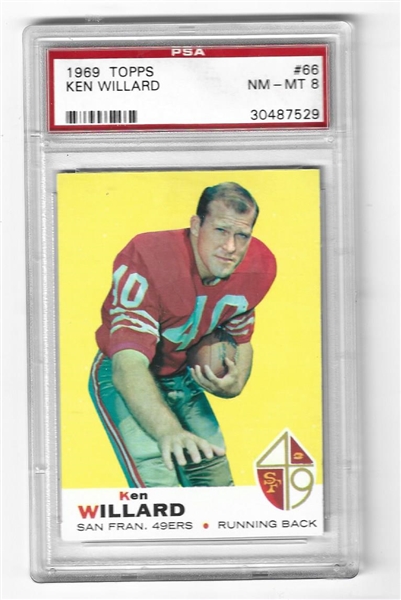 1969 Ken Willard (SF 49ers) Topps Football Card PSA Graded 8