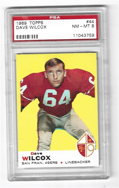 1969 Dave Wilcox (HOF - SF 49'ers) Topps Football Card PSA Graded 8