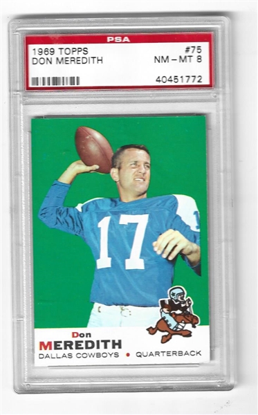 1969 Don Meredith (Dallas Cowboys) Topps Football Card PSA 8