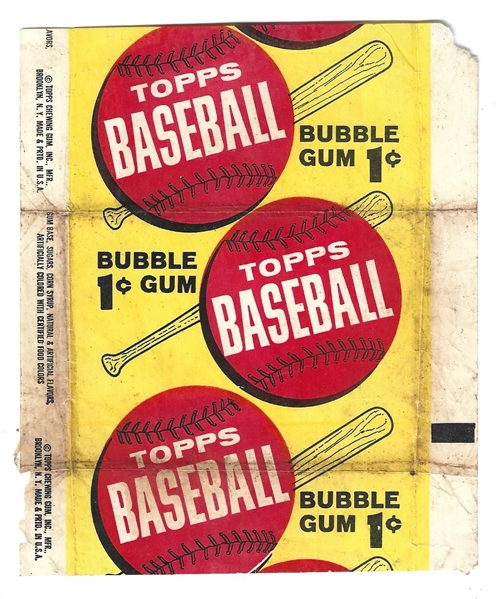 1963 Topps Baseball 1 Cent Wax Pack Wrapper 