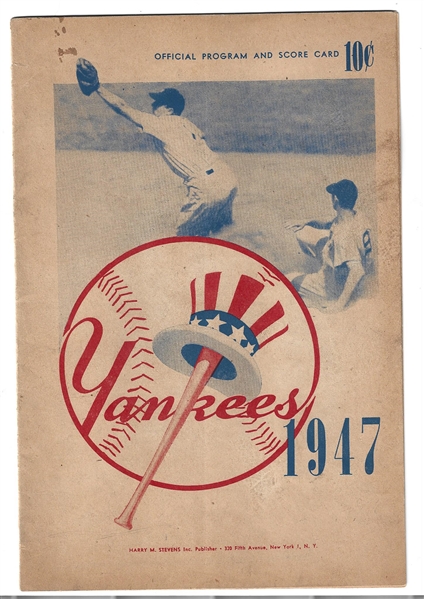 1947 NY Yankees (World Champions) vs. Philadelphia Athletics Official Program