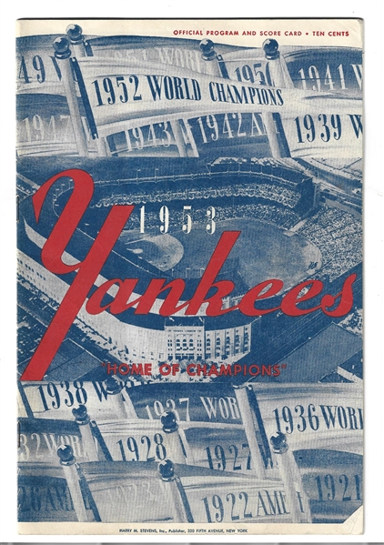 1953 NY Yankees (AL) vs. Chicago White Sox Official Program 