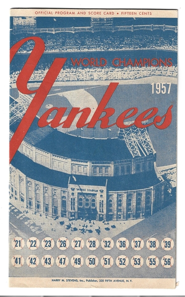 1957 NY Yankees (AL) vs. Chicago White Sox Official Program 