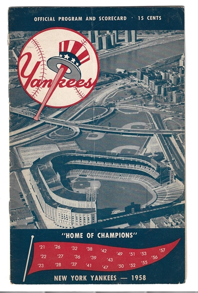 1958 NY Yankees (AL) vs. Chicago White Sox Official Program