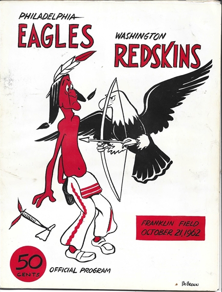 1962 Philadelphia Eagles (NFL) vs. Washington Redskins Official Program 