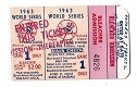 1963 World Series Game # 1 - Sandy Koufax Fans 15 - Official Ticket at Yankee Stadium