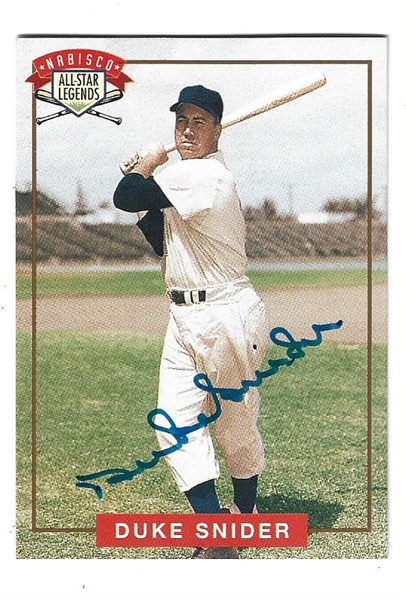 Duke Snider (HOF) Autographed Nabisco All-Star Legend Card