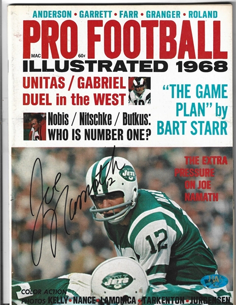 1968 Joe Namath (HOF) Pro Football Illustrated Magazine Autographed on the Front Cover