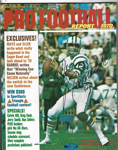 1970 Joe Namath (HOF) Autographed Pro Football Report Magazine 