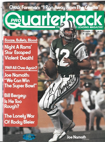 1975 Joe Namath (HOF) Autographed Pro Quarterback Magazine 