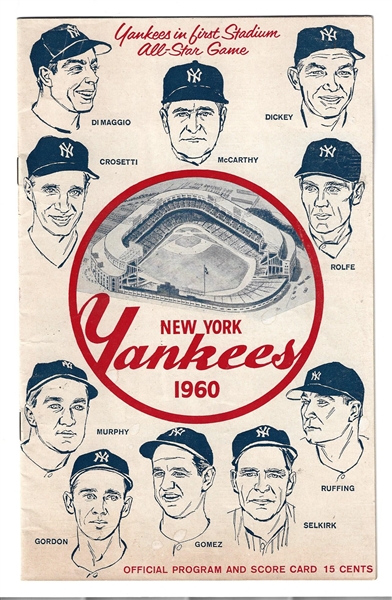 1960 NY Yankess (AL Champs) vs. Chicago White Sox Official Program 