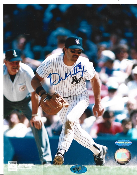 Don Mattingly (NY Yankees) Autographed Fielding Pose Action Photo