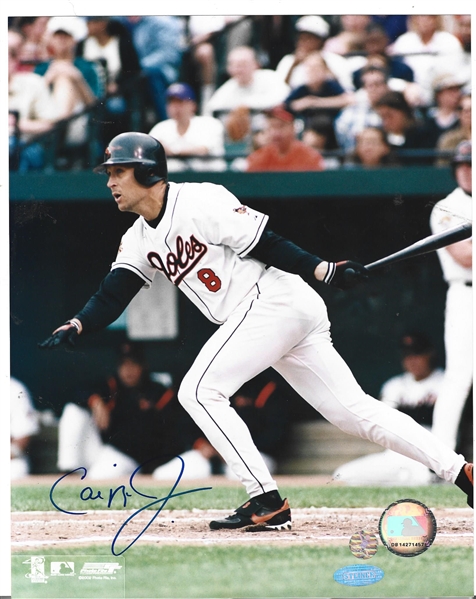 Cal Ripken (HOF) Crack of the Bat Running to 1st Base Autographed Photo