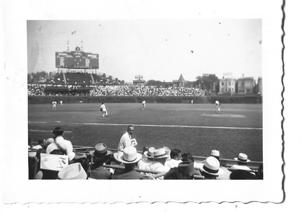 1947 Wrigley Field Kodak Style Photo - View of Centerfield Scoreboard