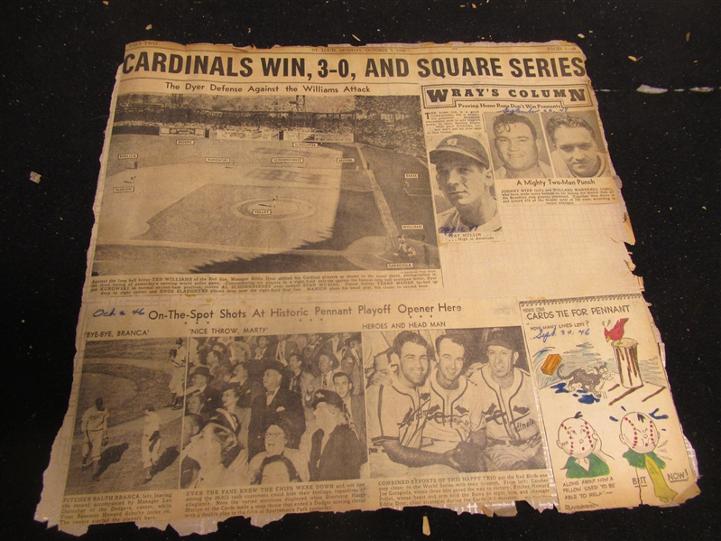 1946 St. Louis Post Dispatch - 10/7/46 - Cardinals Win, 3-0, To Square Series