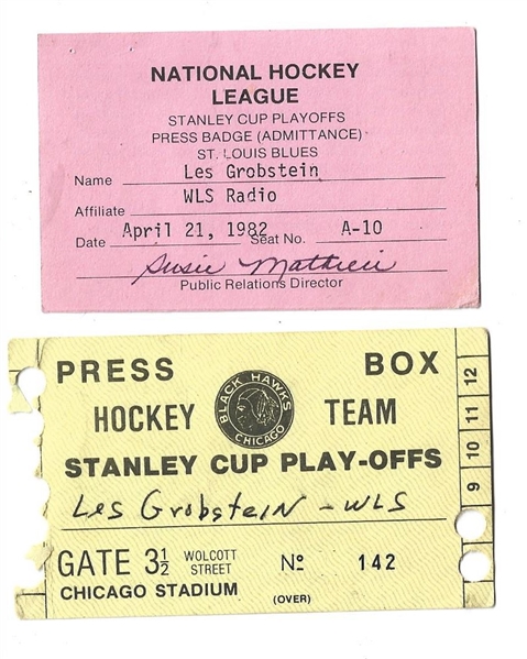 1980's/90's Chicago Blackhawks (NHL) Lot of (2) Stanley Cup Playoff Press Box Passes