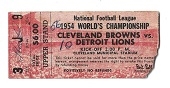 1954 NFL Championship Ticket - Cleveland Browns vs. Lions - At Cleveland Municipal Stadium