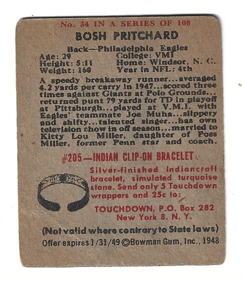 1948 Bowman - Bosh Pritchard (Philadelphia Eagles) - Football Card