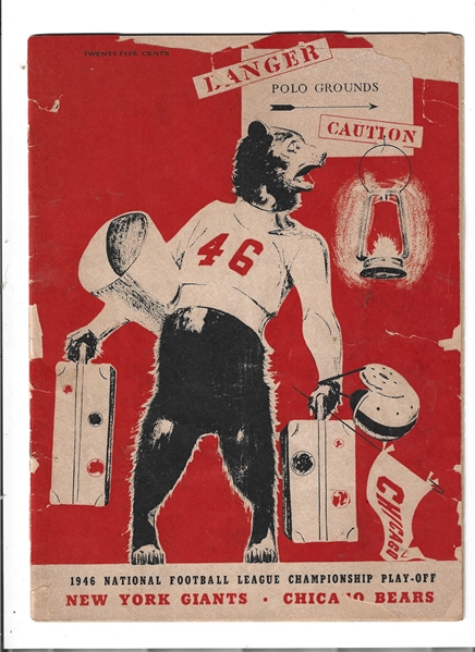 1946 NFL Championship (NY Giants vs. Chicago Bears) Game Official Program