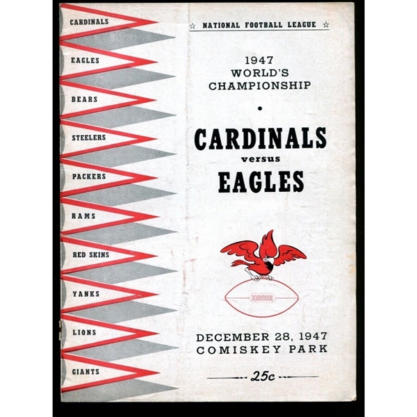 1947 NFL Championship Game (Chicago Cardinals vs, Philadelphia Eagles) Official Program