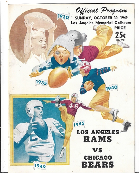 1949 LA Rams (NFL) vs. Chicago Bears Official Program at LA