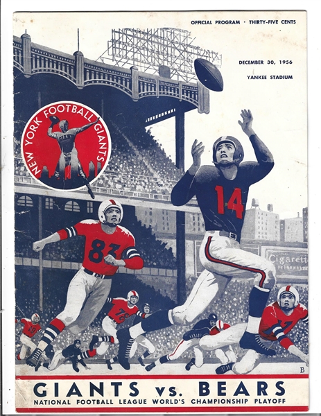 1956 NFL Championship (NY Giants vs. Chicago Bears) Official Program at Yankee Stadium