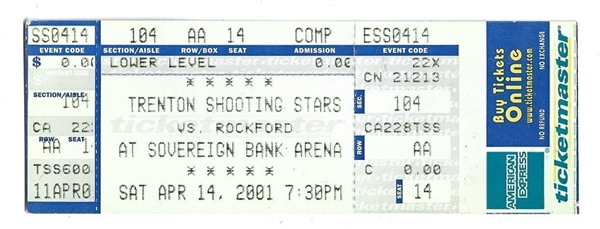 2001 Trenton Shooting Stars (IBL - Pro Basketball)  Full Unused Ticket 