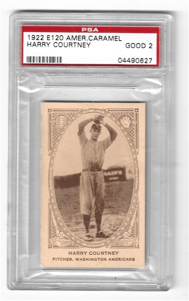 1922 Harry Courtney American Caramel E120 Tobacco Card PSA Graded 2