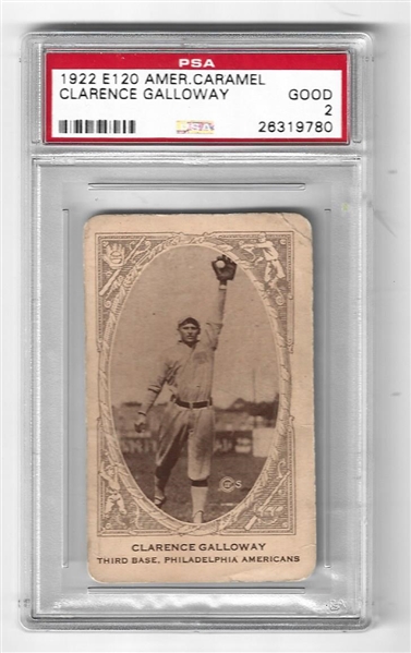 1922 Clarence Galloway E120 American Caramel Tobacco Card PSA Graded 2