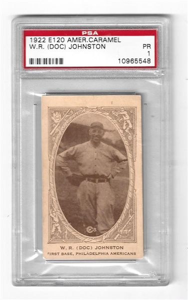 1922 WR (Doc) Johnston E120 American Caramel Tobacco Card PSA Graded 1