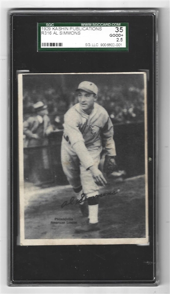 1929 Al Simmons (HOF) R316 Kashin Publications Card PSA Graded 2.5