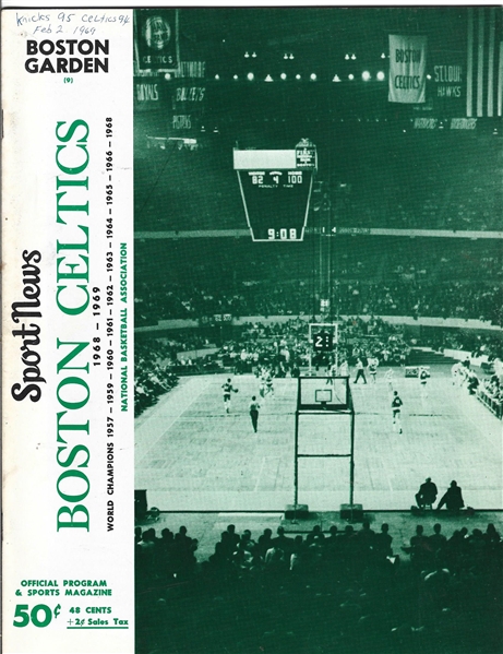 1968 - 69 Boston Celtics (NBA) vs. NY Knicks Official Program