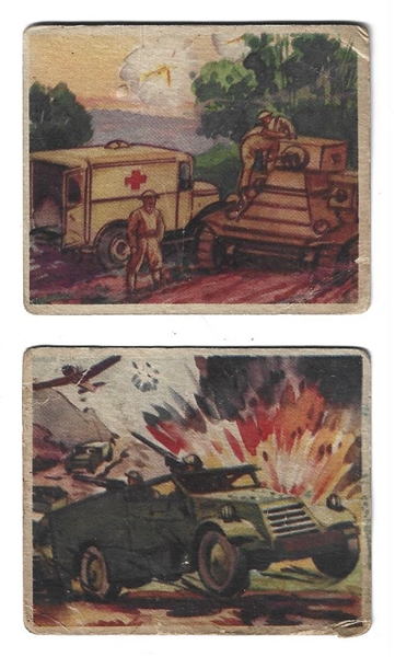 1938 Goudey R1 Lot of (2) Military Cards - Residual Paper on the Back of Each