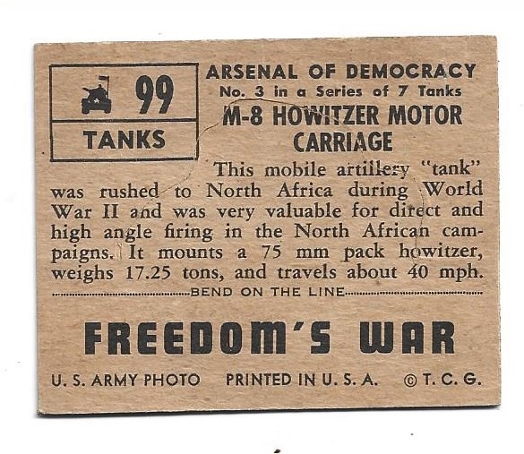 1950 Topps Freedom's  War (Tanks) Trading Card