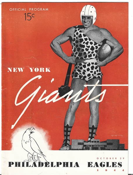 1944 NY Giants (NFL) vs. Philadelphia Eagles Official Program