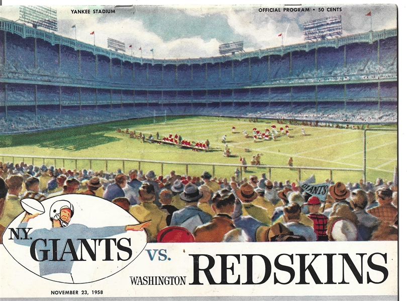 1958 NY Giants (NFL) vs. Washington Redskins Official Program 