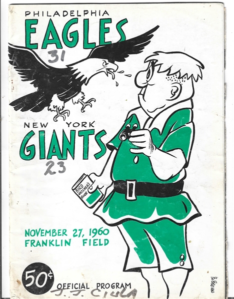 1960 Philadelphia Eagles (NFL) vs. NY Giants Official Program 