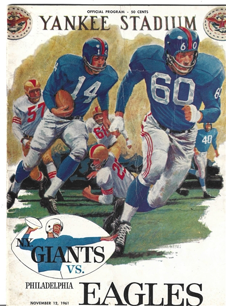 1961 NY Giants (NFL) vs. Philadelphia Eagles Official Program