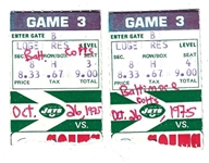 1975 NY Jets (NFL) vs. Baltimore Colts Lot of (2) Ticket Stubs