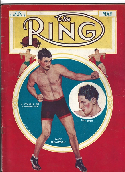 1935 The Ring Magazine - Jack Dempsey & Max Baer on the Front Cover