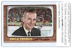 1966 Emile Francis (HOF - Coach) O-Pee-Chee Hockey Card