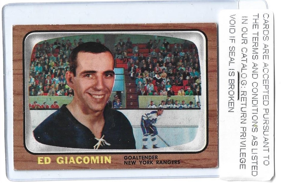 1966 Ed Giacomin (HOF) O-Pee-Chee Hockey Card