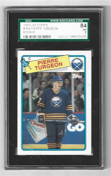 1988 - 89 Pierre Turgeon (Buffalo Sabres) O-Pee-Chee Rookie Card SGC Graded 7