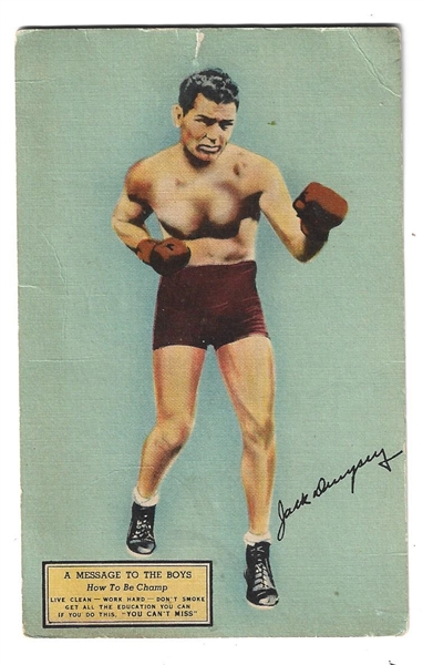 C. 1940's Jack Dempsey Restaurant Postcard with a Message to the Troops