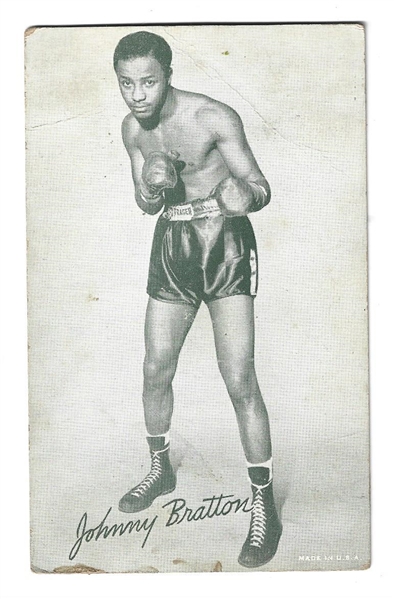 C. 1940's Johnny Bratton Boxing Exhibit Card