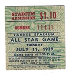 1939 MLB All-Star Game at Yankee Stadium Ticket Stub